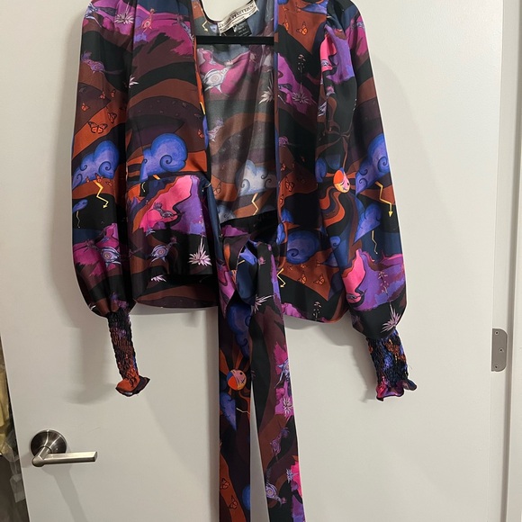 Jessie Western 100% Silk Wrap Shirt - Picture 1 of 4